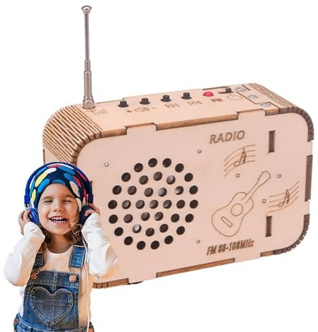 Zestvria Radio-Bausatz, UKW-Radio-Bausatz | Holz Radio Elektronisches Lernset - Für Erwachsene und Kinder, tragbares UKW-Radio zum Selbermachen, Abspielen von Audio, Erstellen eines Radio-Sets