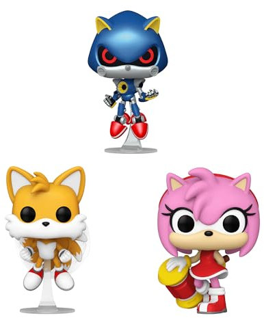 Funko Pop! Sonic The Hedgehog - Set di 3 pezzi - Metal Sonic, Amy Rose e Tails (Flying) - Serie Specialty Excl