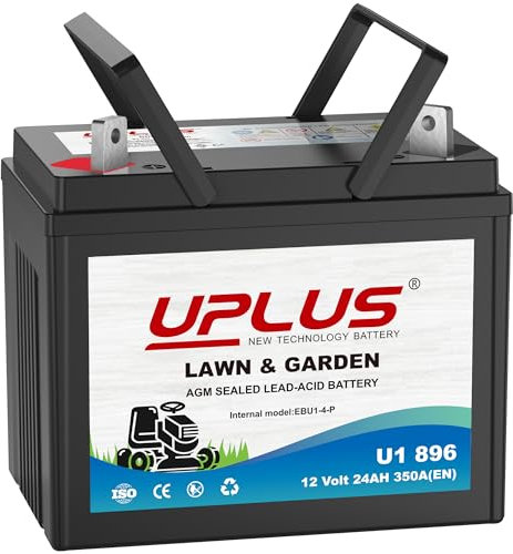 UPLUS 896 U1 Riding Lawn Mower Battery, 12V 350CCA Garden Tractors Maintenance Free Agm Batteries Fit for John Deere/Countax/Cub Cadet/MTD/Hayter, etc