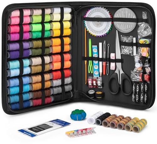 KEYHOT Nähset Grundausstattung, Reisenähset Nadel und Faden Set, Nähmaschine Nähzeug Set mit Inhalt für unterwegs Hochwertig Anfänger mit Knöpfen(216PCS)