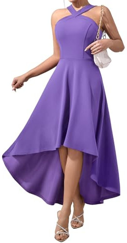 DRESSTELLS Cocktailkleid Damen Elegant für Hochzeit Sommer Swingkleid Abendkleid Kurz Vintage Rockabilly Lila Festliche Kleider Knielang Abschlusskleid Lavender XL