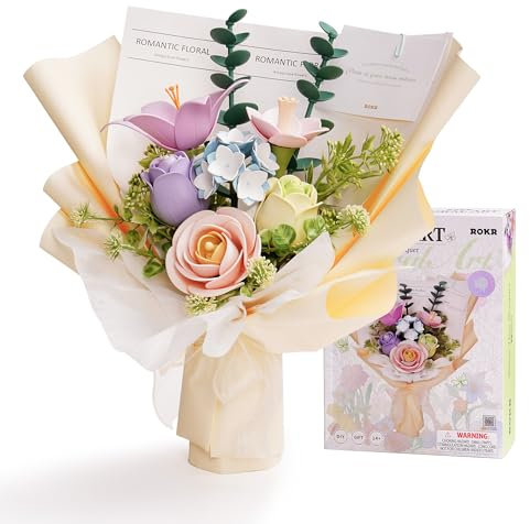 ROKR Puzzle 3D Bouquet de Fleurs, Maquette Construire pour Adulte, Fleurs artificielles décoratives DIY Cadeaux et décoration d'intérieur pour femmes, Spring Time Bouquet(450 * 320 * 420mm)