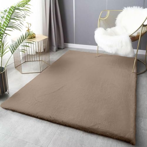 VIMODA Fellteppich Deluxe waschbar, sanfter Hochflor-Teppich einfarbig, kuschelig für Ihr Wohnzimmer oder Schlafzimmer,Farbe:Beige;Maße:160x230 cm