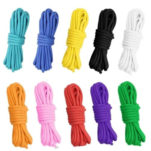 Zythrem 10 Stück Paracord Schnur 550 Paracord Seile Parachute Cord Paracord Bänder Set Zeltseil für Armband DIY Schlüsselanhänger Outdoor-Aktivitäten Schlüsselanhänger 4mm 10 Farbe