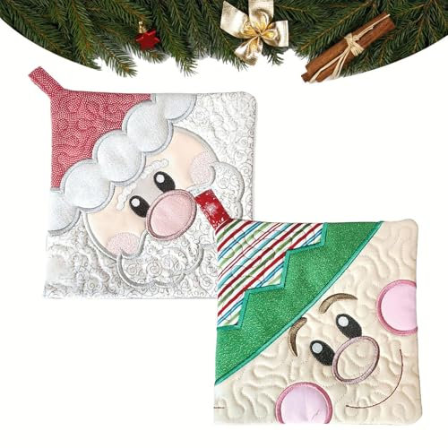 Générique Maniques de Noël, Maniques en Coton résistantes à la Chaleur, Cadeau de Noël pour la Cuisine et la pâtisserie (A+B)