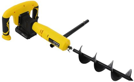 Tarière électrique sans fil avec batterie au lithium et chargeur, vitesse de rotation à vide 550 tr/min, couple 7 N-m, foret 30 x 8 cm, 350 W