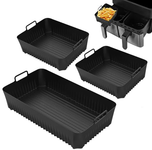 TNEDFOD 3 Piezas Molde Silicona Freidora, para Ninja Foodi AF500EU 10,4 L 5,2L, Reutilizable Accesorios Freidora, Air Fryer Accessories Freidora de Aire Caliente para Ninja AF500EU Oscuro