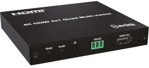 AV:Link | 4K HDMI Multi-viewer 4x1 | Seamless HDMI Switching with IR Remote, Multiple Display Options for CCTV, Gaming, Hospitality, and Entertainment