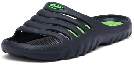 JOMIX Uomo Morbida Gomma EVA Ciabatte Estive Antiscivolo Pantofole da Spiaggia Confortevole Casa Pantofole Spiaggia Piscina MES250084 (Nero,44)