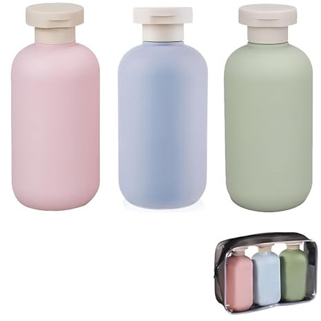 FDRJKN 3 Pcs 200ml Plastic Bottles, Travel Bottles, Travel Bottles For Toiletries, With Bag, Refillable Travel Container, With Flip Cover, Suitable For Hair Conditioner, Lotion