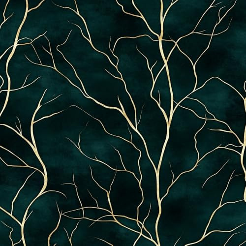 JIAOQSS Removable Wallpaper Abstract Teal Green Gold Stick on Wallpaper Teal Green Gold Pattern Wallpaper Waterproof Vinyl Contact Paper for Bedroom Kitchen Living Room Wall Cabinet Shelf Cupboard