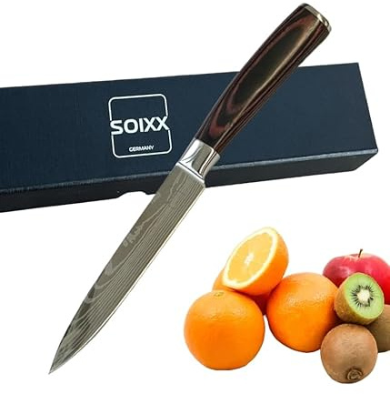 SOIXX Allzweckmesser Kochmesser, Edelstahl, scharfe Klinge, Holzgriff, Geschenkbox