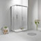 Box Doccia Angolare - Cabina Doccia con Porta Scorrevole, Vetro Temperato 6mm, Anticalcare con Profilo in Alluminio Cromato e Chiusura Magnetica - Facile da Installare (90 x 120 cm, TRASPARENTE)
