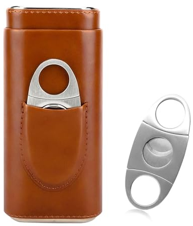 Zyluniy Estuche de Viaje para Puros, Estuche para 3 Puros - Humidor portátil para Viajes y escapadas - Gran Regalo para Hombres - Marrón