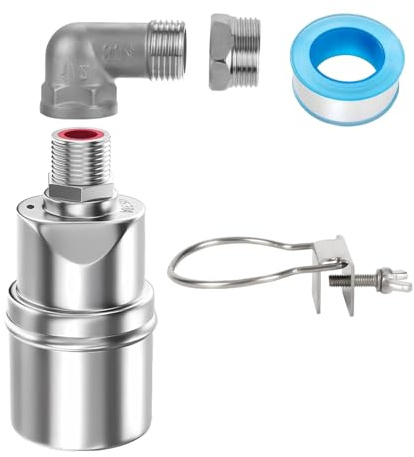 Float Valve, Stainless Steel Float Valve 1/2 or 3/4, Automatic Water Level Controller for Water Tanks, Ponds, Pools, Livestock Troughs & Aquariums – Adjustable Water Level, No Electricity Needed