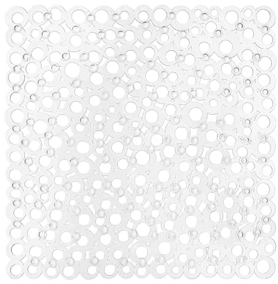 OLIVO.shop Tappeto Doccia Antiscivolo con Ventose 52x52 cm, Fondo Forato Drenante, 100% PVC, Facile da Pulire, Tappetino Sicurezza per Vasca e Doccia SIRENA (BIANCO)