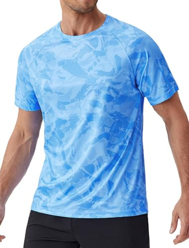PINSPARK Camiseta UV para Hombre, de Secado rápido, con protección Solar UPF 50+, para Surfear, Correr y Nadar.