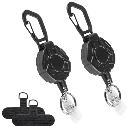ZALAOR 2 Pcs Retractable Lanyard, Steel Wire Tether For Keys And Phones | Heavy-Duty Carabiner Holders, For Keys, Skiing And Outdoor Activities