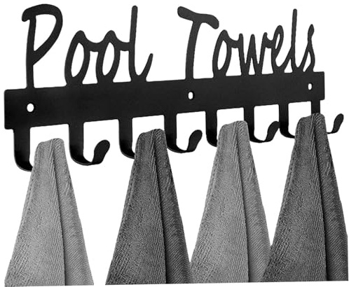 Ganchos para Toallas de Piscina, Soporte para Toallas de Pared para baño, Organizador para Batas, Bolsa para Traje de baño, Percha Negra