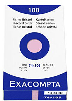 Exacompta 13330B Packung (mit 100 Karteikarten, DIN A7, 74 x 105 mm, blanko, ideal für die Schule) 1er Pack rosa