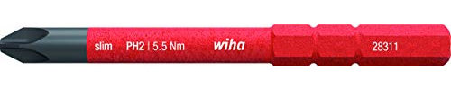 Wiha 2831112 Bit slimBit electric Phillips PH2 x 75 mm for low-lying screws, all-rounder for electricians