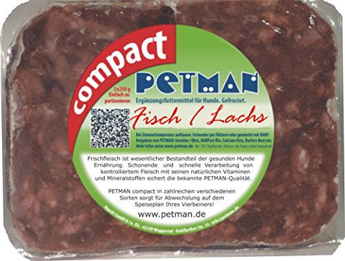 petman compact Fisch/Lachs, 22 x 500g-Beutel, Tiefkühlfutter, gesunde, natürliche Ernährung für Hunde, Hundefutter, Barf, B.A.R.F.