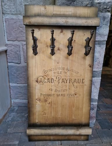Unbekannt Shabby FRACHTKISTE WANDGARDEROBE Cacao PAYRAUD Holz Garderobe Vintage Retro GUSSEISEN (braun)
