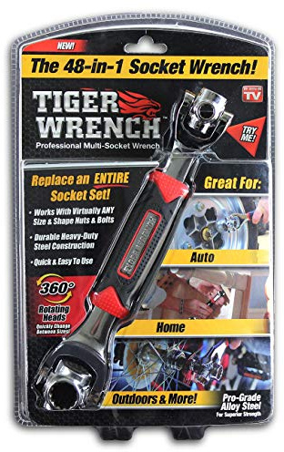 Tiger Wrench, TW-MC12/4 Ontel, strumento 48 in 1, portatile, funziona con bulloni, 6 punti, 12 punti, punta torx, per estrarre bulloni quadrati danneggiati, per qualsiasi dimensione standard o metrica