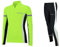 Airtracks Herren Winter Laufset Thermo Laufhose Lang Laufshirt Langarm Sweatshirt Fleece Funktionsshirt Sport Langarmshirt Jogginghose Leggins - schwarz-neon - S