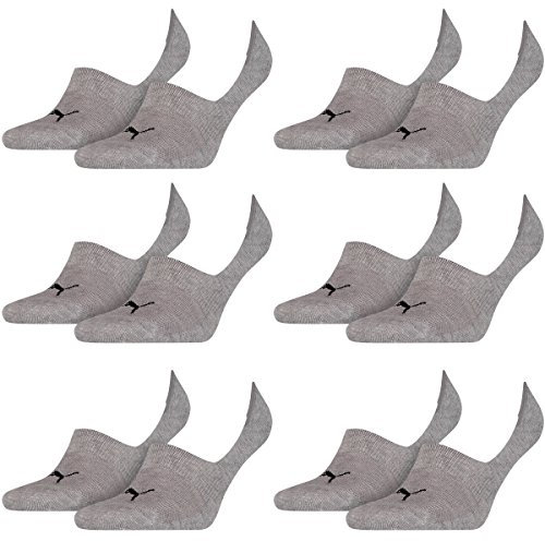 PUMA Herren 2er Pack Footie Socken Grau Melange 43-46