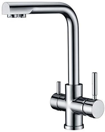 Arputhy Mitigeur Cuisine 3 Voies Robinet Évier Cuisine Laiton Filtre à Eau Robinetterie Rotation à 360 °Eau Potable et Eau Chaude et Froide Chrome