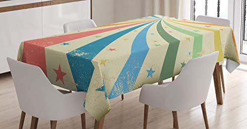 ABAKUHAUS Zirkus Tischdecke, Regenbogen Hintergrund Kunst, Für den Inn und Outdoor Bereich geeignet Waschbar Druck Klar Kein Verblassen, 140 x 170 cm, Mehrfarbig
