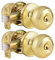 Probrico Polished Brass Entry Door Knobs With Key - Stainless Steel Exterior Lock for Front Entrance, 2 Pack