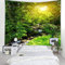 Lsimeru Wald Wandteppich Sonnenaufgang 180x230 Natur Landschaft Dschungel Weed Baum Wandbehang Wasserfall Wandtuch Tapestry Tapisserie Wandkunst Tischdecke Schlafzimmer