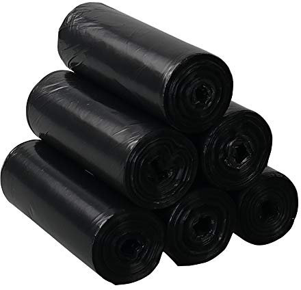 Gloreen Klein Mülltüten 10 L, Müllbeutel Schwarz, 150 Stück/6 Rollen