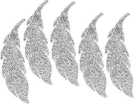 5Pcs Blumen Aufnäher Applique Applikationen Patches Glitzer Aufnäher Patches DIY Kleidung Dekoration Zubehör für Frauen Kleider zum aufnähen DIY Mode Handwerk Dekoration(Silber)