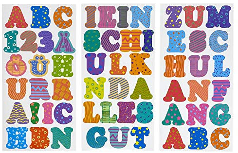 Oblique Unique® ABC 123 Buchstaben Zahlen Sticker Set 59 Aufkleber für Schuleinführung Ich bin ein Schulkind Alles Gute zum Schulanfang Lernen Bunt