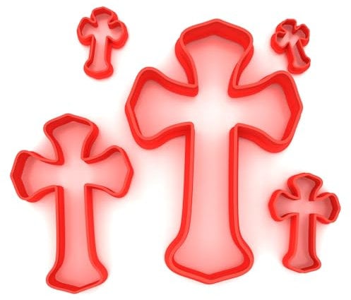 Custom Cutters Cross Shape Cutters | Set of 5 Plastic Cutter for Baking, Fondant, Clay, Pastry, Icing, Jewellery (1.5/2/3/5/8CM)