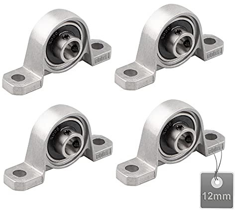 EXLECO 4 Stücke Gehäuselager, 12mm Stehlager Set, Lagerbock, Zinklegierung Wellenlager, Flanschlager für Achse Welle Maschine, 3d - Drucker (KP001)