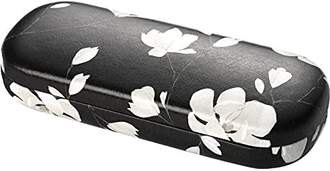 MoKo Custodia Occhiali, Custodia Protettiva Universale Occhiali in Pelle con Chiusura a Scatto, Imbottitura Interna, Protezione Urti, Custodia per Occhiali Vista, Uomo, Donna, Magnolia Nera/Bianca