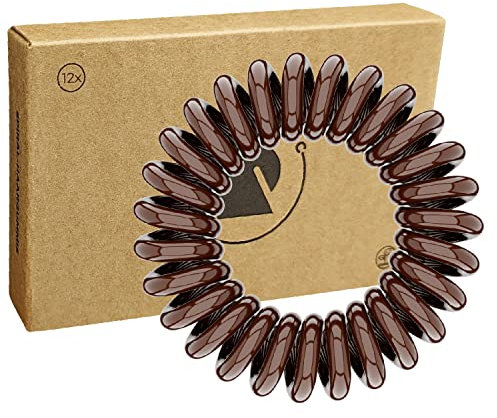 Reskthetic - hochwertige Spiral Haargummi (braun), schonend zum Haar, nachhaltig, umweltfreundlich, (Telefonkabel, Zopfgummis) für Mädchen & Frauen/Damen (12 x 4 cm)