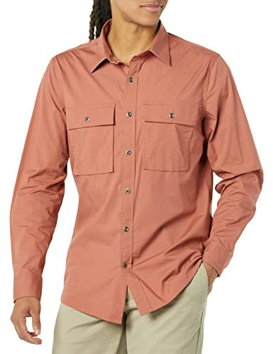 Amazon Essentials Men's Standard-fit Long-Sleeved Two-Pocket Utility Shirt (Previously Goodthreads), Clay, XS