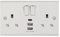 Deta S1288 Slimline 13A 2 Gang Switched Socket with 3 USB Ports (1 x Type C + 2 x Type A, 4.0A)