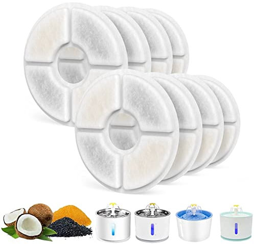 8-Pack Cat Water Fountain Filters for 2.4l Fountain Filter for Cat 12.6cm Drinking Filters Flower Fountain Filter Round Replacement Filters Activated Carbon Filter for RIGHTWELL Pet Water Dispenser