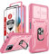 LeYi Funda para Xiaomi Redmi Note 10 Pro/Note 10 Pro MAX con [2-Unidades] Cristal Vidrio Templado, Carcasa Cubierta de cámara Deslizante Proteger 360 Full Protección Anillo Soporte Bumper Case,Rosa
