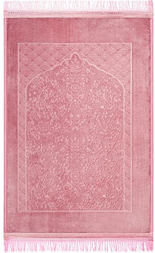Spar-Home Tapis de Prière Doux et Épais pour Femmes, Adultes et Enfants - Idéal pour Salah ou Comme Tapis de Bain (Rose)