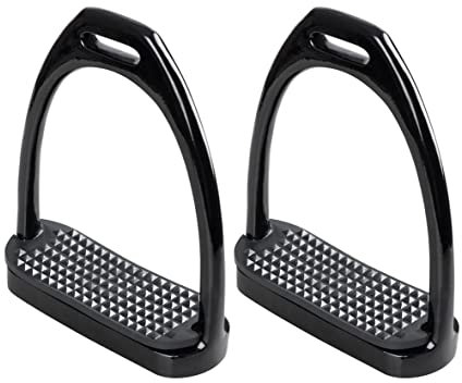 Start Reitsteigbügel Aluminium 12 cm – Leicht & Stabil – Anti-Rutsch Gummieinlage – Elegantes Design – Sicherheitssteigbügel für Reitsattel (12, Schwarz)