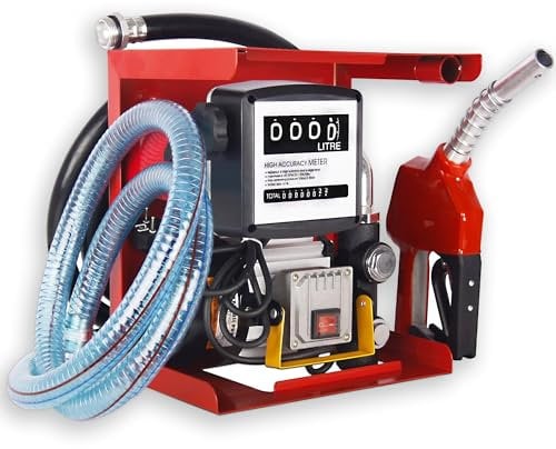 Pompa Travaso Gasolio, Pompa Gasolio 220V-230V 550 W Pompa Elettrica Autoadescante 60L/min, Stazione Di Rifornimento Mobile, Pompa Diesel con Tubi E Pistola Di Erogazione