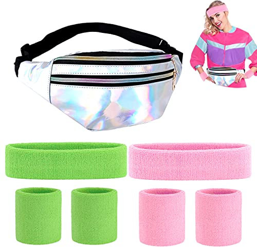 80er jahre outfit damen herren Bauchtasche, 90er 80er jahre accessoires neon party outfit für Retro Party Thema Karneval