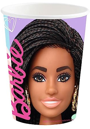amscan 9915481-66 - Vasos de papel para fiesta de cumpleaños de Barbie Sweet Life para niños, paquete de 8